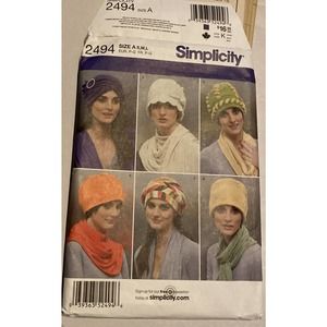 Uncut NEW Simplicity Pattern 2494 Fleece Hats in Three Sizes: S, M, L.